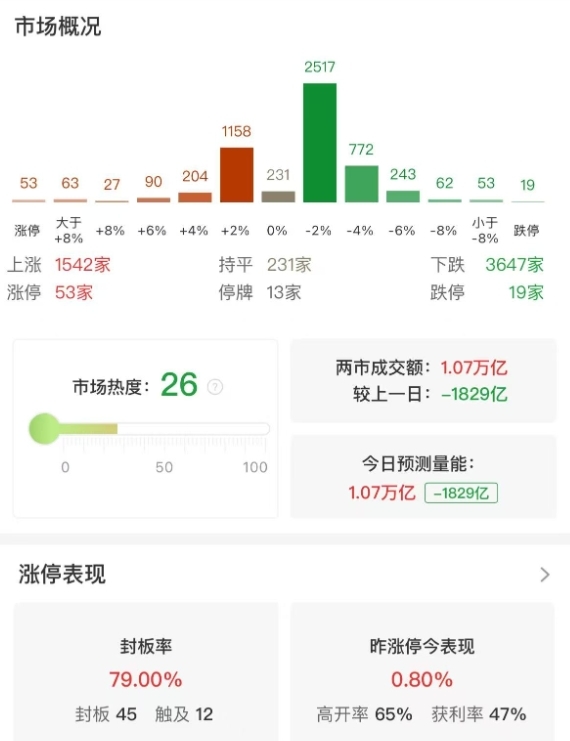 市场全天震荡走低，沪指缩量微跌，多只银行股再创历史新高